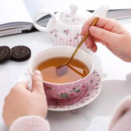 MALACASA Elegant Porcelain Tea Set for One - 3 Piece Teapot, Teacup and Saucer Set, White with Pattern thumbnail 4