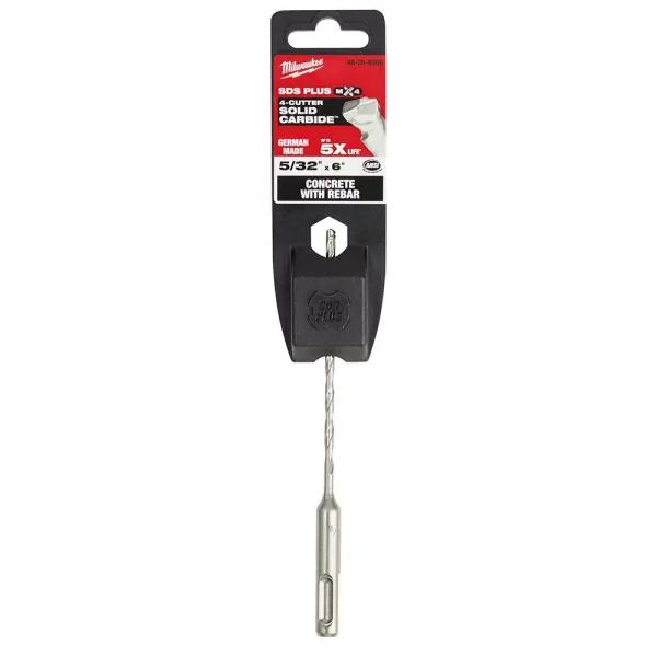 Milwaukee SDS Plus MX4 4-Cutter Carbide Hammer Drill Bit, 5/32 in. x 6 in.