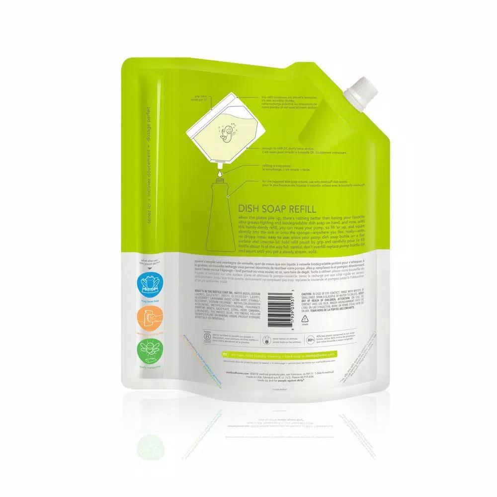 Method Lime and Sea Salt Dish Soap Refill, 36 oz. Biodegradable Grease-Fighting Gel