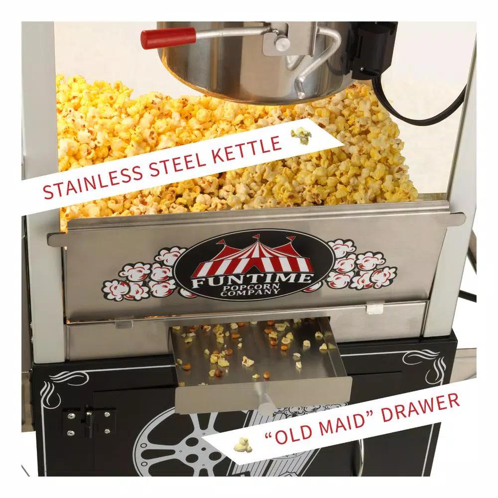 Funtime Palace Popper 8 oz. Hot Oil Kettle Popcorn Machine, Stainless Steel Countertop Popper