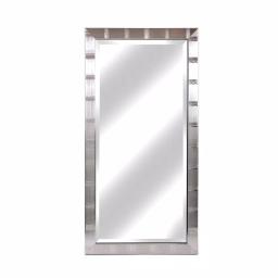 Alpine Art & Mirror Christopher 42 in. x 22 in. Large Rectangle Beveled Glass Wall Mirror - Brushed Silver Contemporary Frame thumbnail 1