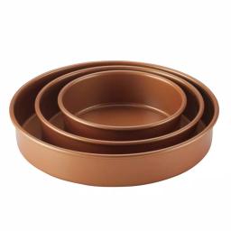 Ayesha Curry Ayesha Bakeware 3-Piece Round Cake Pan Set, Copper Nonstick Steel thumbnail 1