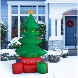 Fraser Hill Farm 6.5 ft. Animated Rotating Christmas Tree Inflatable with White Lights thumbnail 8