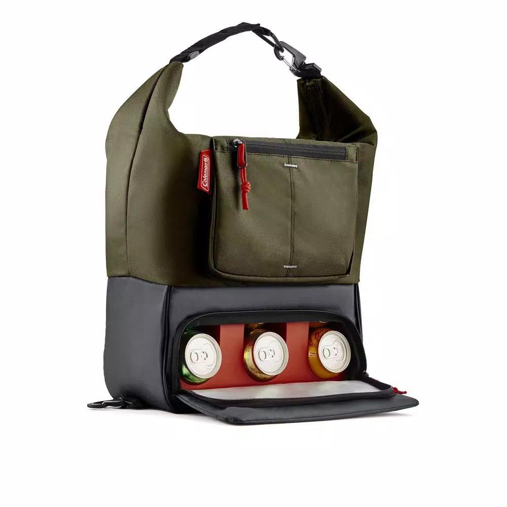 Coleman 4.5QT Convertible Can-Dispensing Backpack Cooler with Reusable Ice Packs, Olive