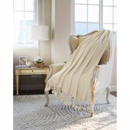 LR Home Cream Cotton Chevron & Herringbone Embroidered Braided Throw Blanket thumbnail 5