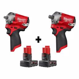 Milwaukee M12 FUEL 12V Brushless Cordless Stubby Impact Wrench Combo Kit (3/8 in. & 1/2 in.) with Two 3.0 Ah Batteries thumbnail 1