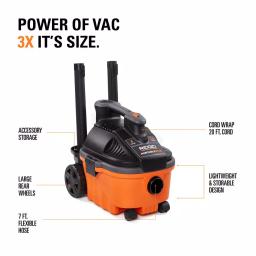 RIDGID 4 Gal. 5.0-Peak HP Portable Wet/Dry Shop Vacuum with Hose and Accessories thumbnail 3