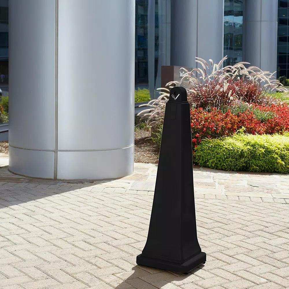 Rubbermaid 1 Gal. Black Smoking Management Receptacle - All-Weather Outdoor Cigarette Disposal