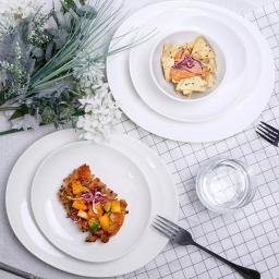 Unbranded Sweese Porcelain Curve Shaped Dinner Plates, 11 Inch, Set of 6, White thumbnail 3