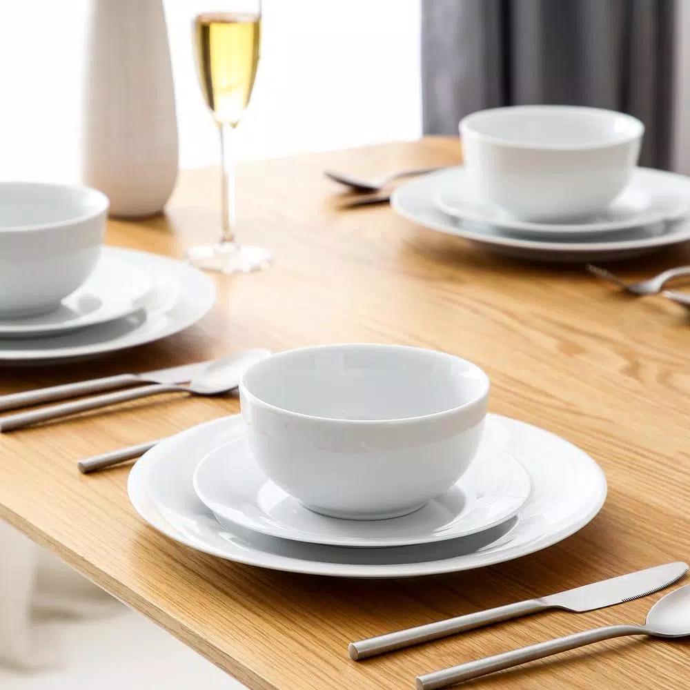 Boyel Living 18-Piece Modern White Porcelain Dinnerware Set, Service for 6
