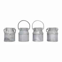 3R Studios Silver Galvanized Metal Vintage Milk Can Shaped Napkin Rings, Set of 4 thumbnail 3