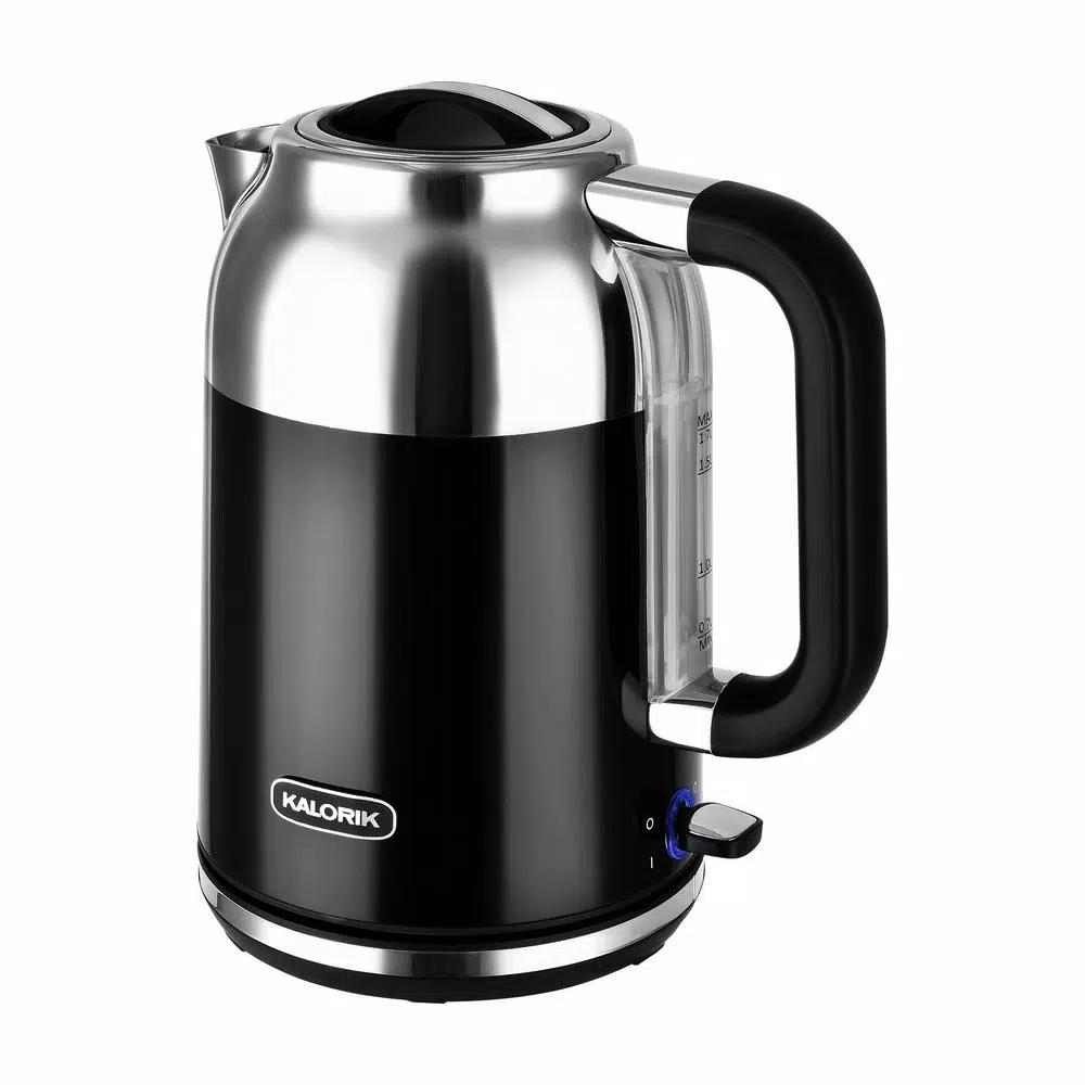 Kalorik Retro 1.7L Electric Kettle, 7-Cup Cordless Water Boiler, Black