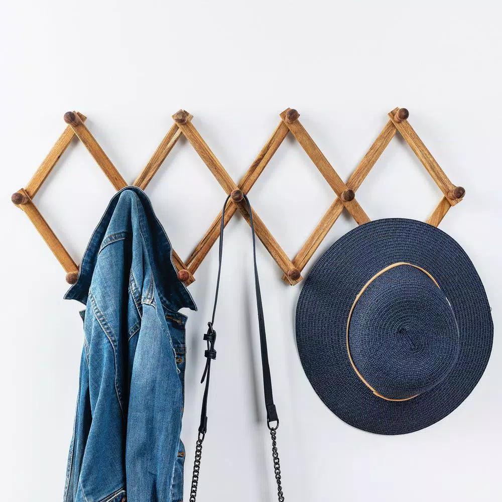 Ironwood Acacia Wood Expandable Accordion Peg Rack