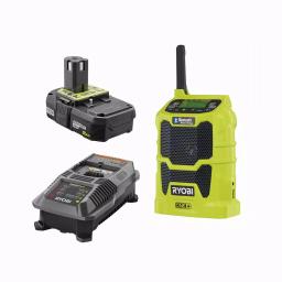 RYOBI 18V ONE+ Cordless Compact Radio Bluetooth Kit with 2.0 Ah Battery and IntelliPort Charger thumbnail 1