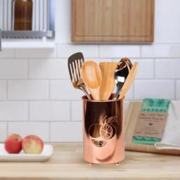 Creative Home Copper Plated Metal Utensil Holder with Laser Cut Lemon Motif Kitchen Tool Crock thumbnail 6