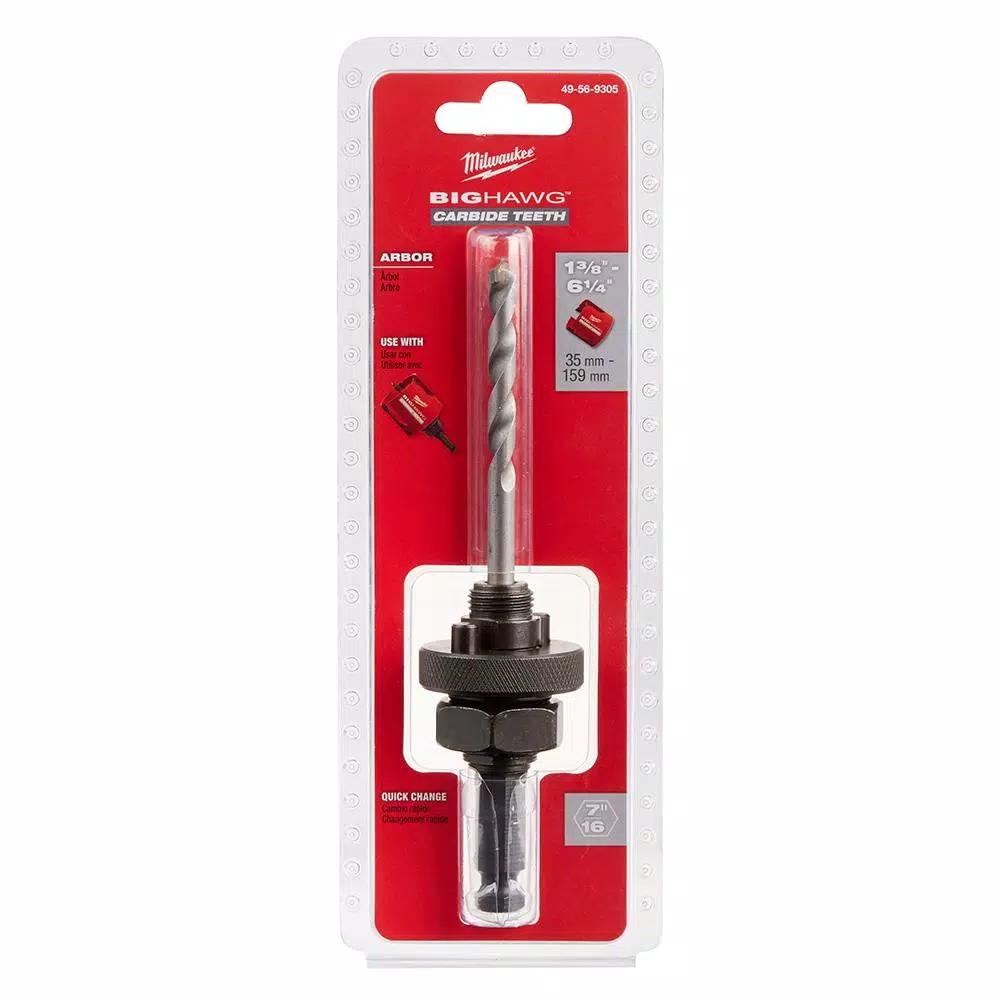 Milwaukee BIG HAWG Carbide Tipped Arbor, 7/16 in. Hex Shank