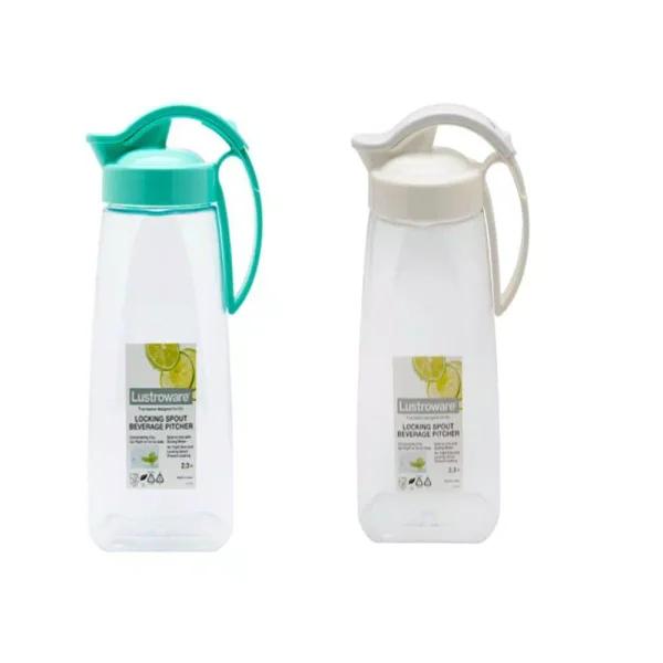 Lustroware 64 oz Locking Spout Quick Pour Beverage Pitcher Set of 2, BPA Free