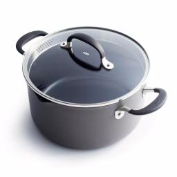 OXO Good Grips 6 qt. Hard-Anodized Aluminum Nonstick Stock Pot with Glass Lid, Gray thumbnail 4