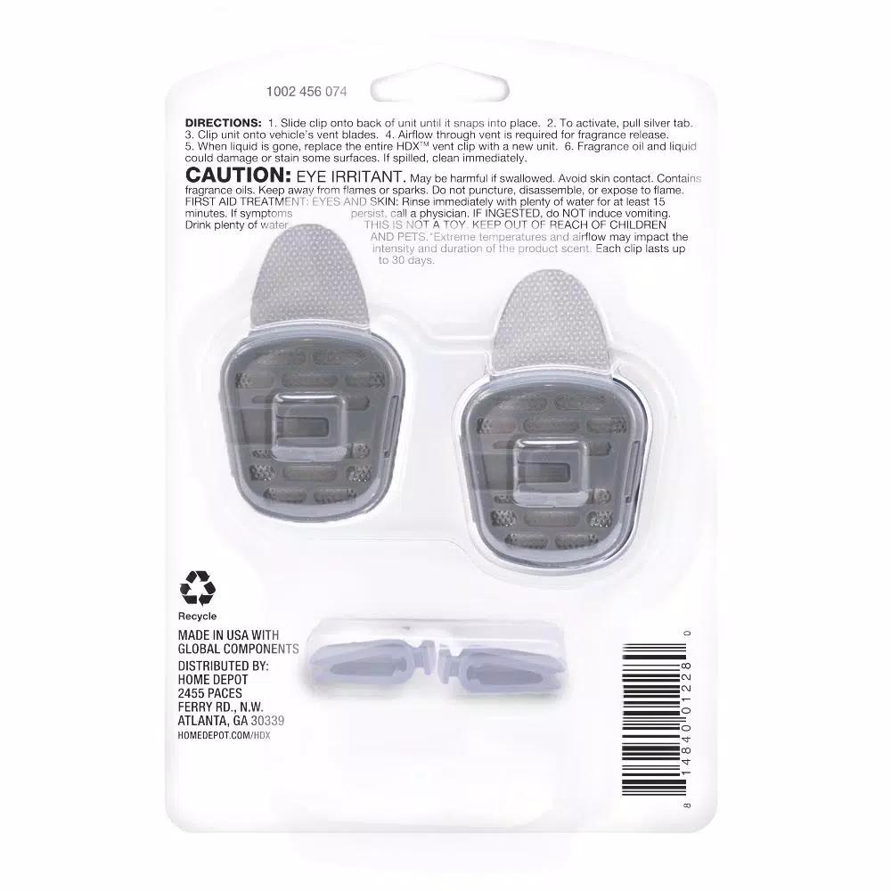 HDX Auto Vent Clip Air Fresheners, Cool Linen Scent, 2-Pack