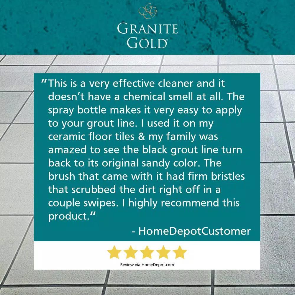 Granite Gold Grout Cleaner with Brush, 24 oz. - Safe for Stone, Tile, Porcelain, Ceramic & Glass