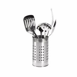 Basic Essentials 7-Piece Stainless Steel Kitchen Utensil Set with Organization Tub thumbnail 1