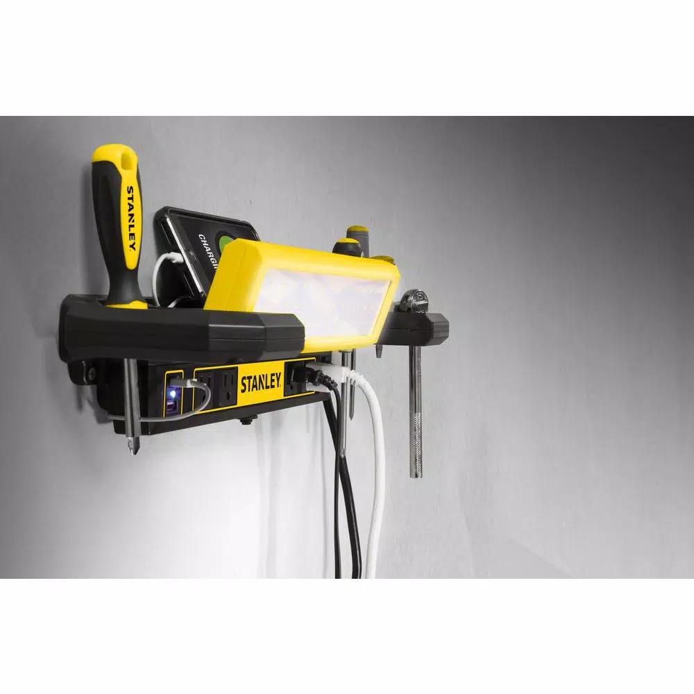 STANLEY PSL1000S 1000 Lumen LED Work Bench Shop Light with 4 AC Outlets and Dual USB Ports