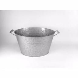 Artland Masonware 8 Qt. Galvanized Steel Oval Party Tub with Riveted Handles thumbnail 3