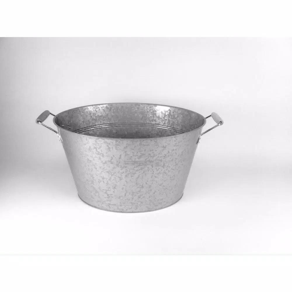 Artland Masonware 8 Qt. Galvanized Steel Oval Party Tub with Riveted Handles