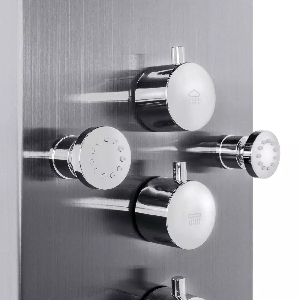 AKDY 65 in. 8-Jet Shower Panel System, Space Gray Brushed Stainless Steel with Rainfall, Waterfall & Wand