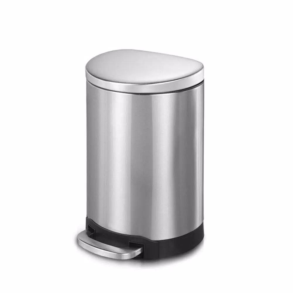 Innovaze 3.2 Gal. Stainless Steel Semi-Round Step-On Trash Can with Fingerprint Free Finish