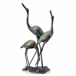 Unbranded Crane Family Statue - Bronze Recycled Metal Transitional Sculpture thumbnail 2
