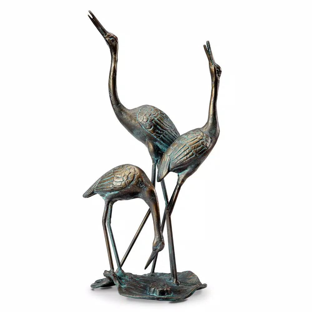 Unbranded Crane Family Statue - Bronze Recycled Metal Transitional Sculpture