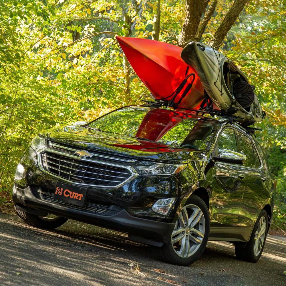 CURT Aluminum Kayak Roof Rack Carrier, 75 lb Capacity, Universal Fit