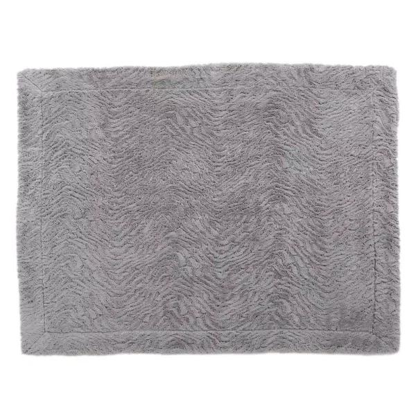 Noble House Toscana Trout Faux Fur Throw Blanket, Gray Modern Solid Pattern