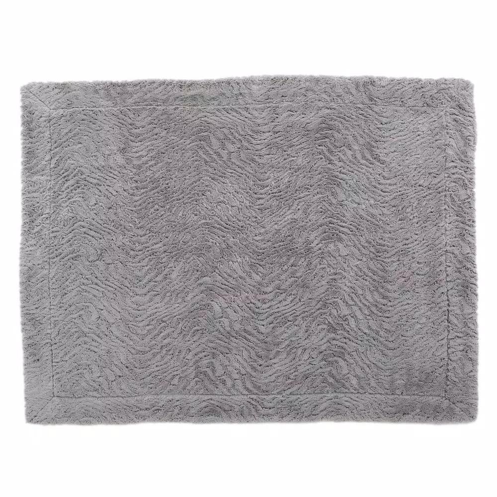 Noble House Toscana Trout Faux Fur Throw Blanket, Gray Modern Solid Pattern