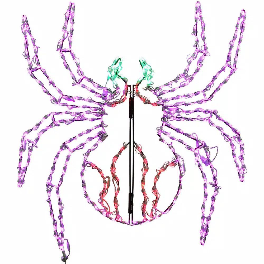 Haunted Hill Farm 48 in. x 40 in. Creepy Crawling Spider LED Halloween Window Light