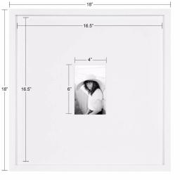 DesignOvation Gallery 17 x 17 in. White Wood Picture Frame, Matted to 4 x 6 in. thumbnail 5