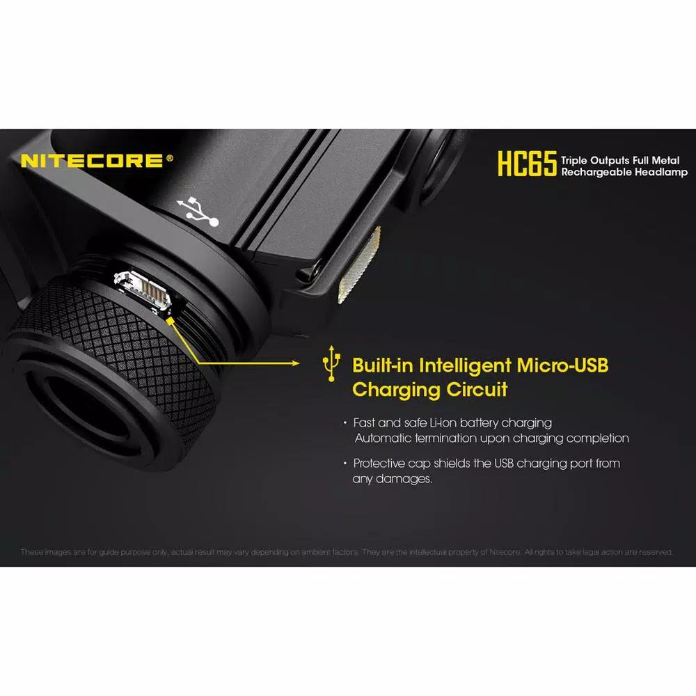 NITECORE HC65 1000 Lumen LED Rechargeable Headlamp with Red & High CRI Light