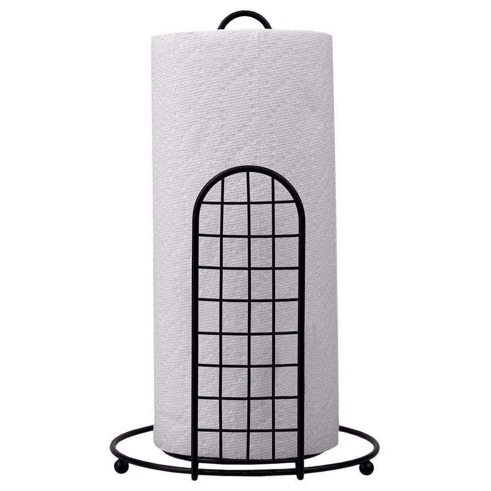 Unbranded Grid Collection Black Steel Free Standing Paper Towel Holder