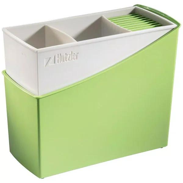 Hutzler Cutlery Drainer and Flatware Caddy with Knife Slots, Green