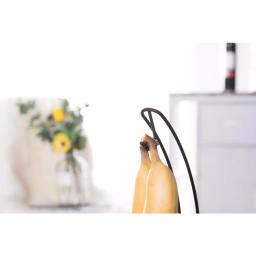 Basicwise Wire Metal Fruit Basket Holder with Integrated Banana Hanger - Black thumbnail 4