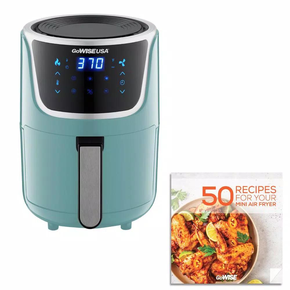GoWISE USA 2 Qt. Mini Digital Air Fryer with Touchscreen, Mint/Silver