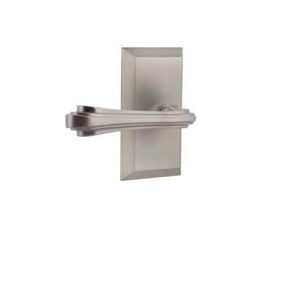 Nostalgic Warehouse Fleur Passage Door Lever, Satin Nickel, 2-3/8 in. Backset