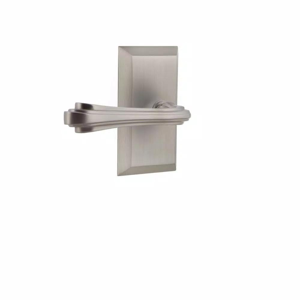 Nostalgic Warehouse Fleur Passage Door Lever, Satin Nickel, 2-3/8 in. Backset