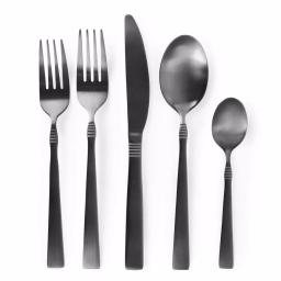 Megachef Cravat 20-Piece Matte Black Flatware Set, 18/10 Stainless Steel Silverware Service for 4 thumbnail 1