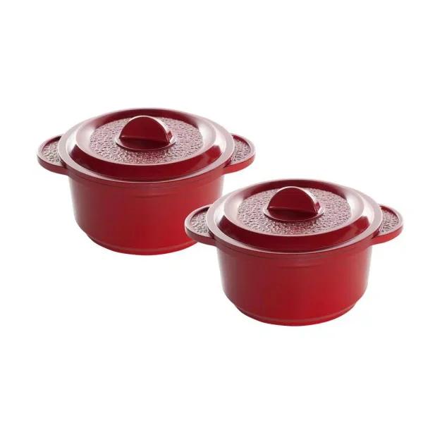 Nordic Ware Pro Cast Traditions 12 oz. Mini Cocottes Set of 2, Cranberry Red Cast Aluminum