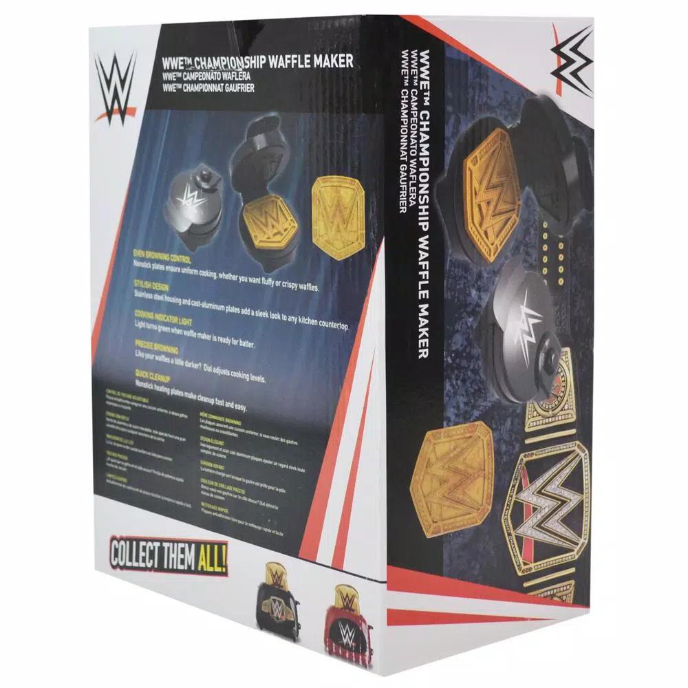 Uncanny Brands WWE Championship Belt Waffle Maker - Black Non-Stick American Waffle Iron