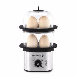 HOLSTEIN HOUSEWARES Holstein 2-Tier Egg Cooker, 8-Egg Capacity, Black Stainless Steel thumbnail 7
