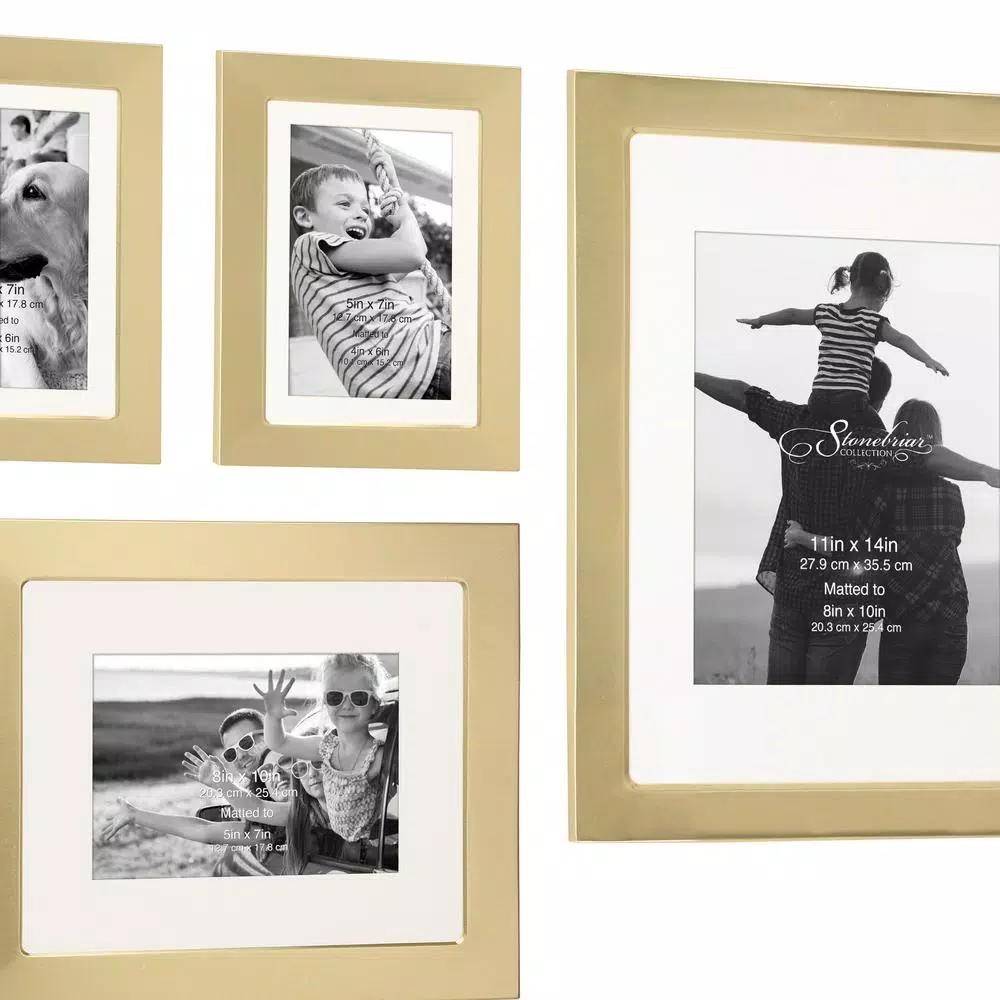 Stonebriar Collection Stonebriar Decorative Stamped Gold Metal Picture Frame Set, 7-Piece Gallery Wall Set