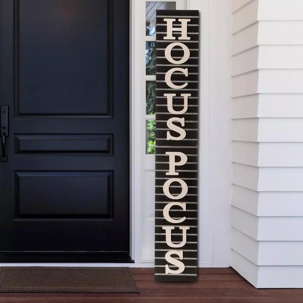 Glitzhome 60 in. Hocus Pocus Halloween Wooden Standing Porch Sign and Hanging Decor